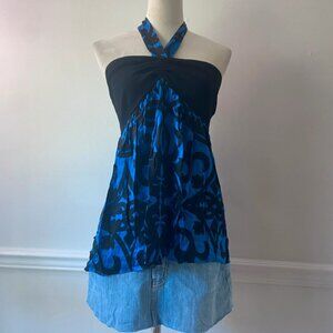 Y2k silk strapless babydoll halter top